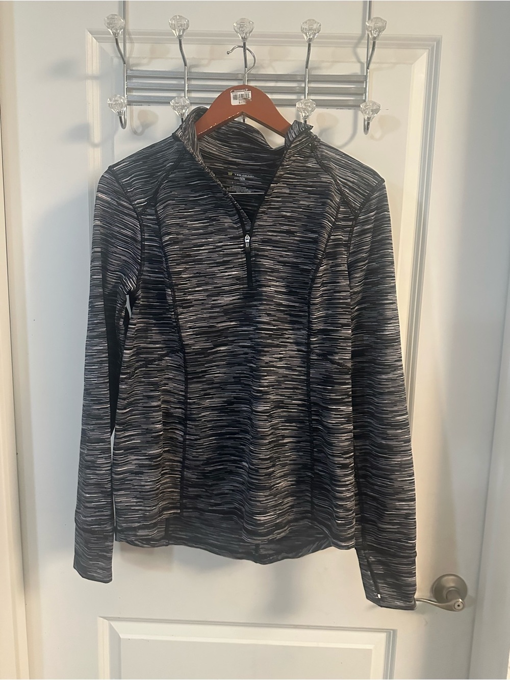 tek gear Black & Gray Space-Dye Quarter-Zip Pullover
